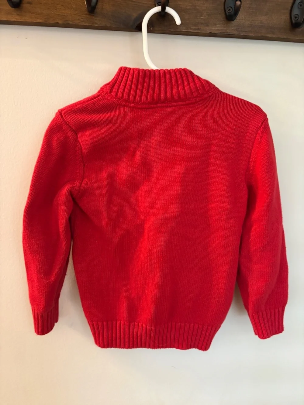 Carter's Toddler Boy Quarter Zip Sweater 3T Red Bear Logo Cotton Knit